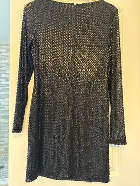 Ramy Brook Black Sequin Long Sleeve Dress
